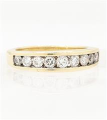 14K Solid Yellow Gold 3.9g Diamond Channel Band Stackable Wedding Ring Size-6